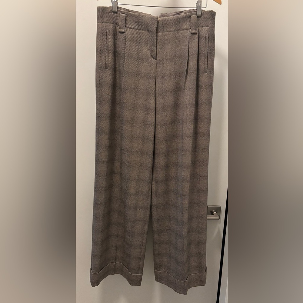 Boss Womens Tan Checkered Dress Pants